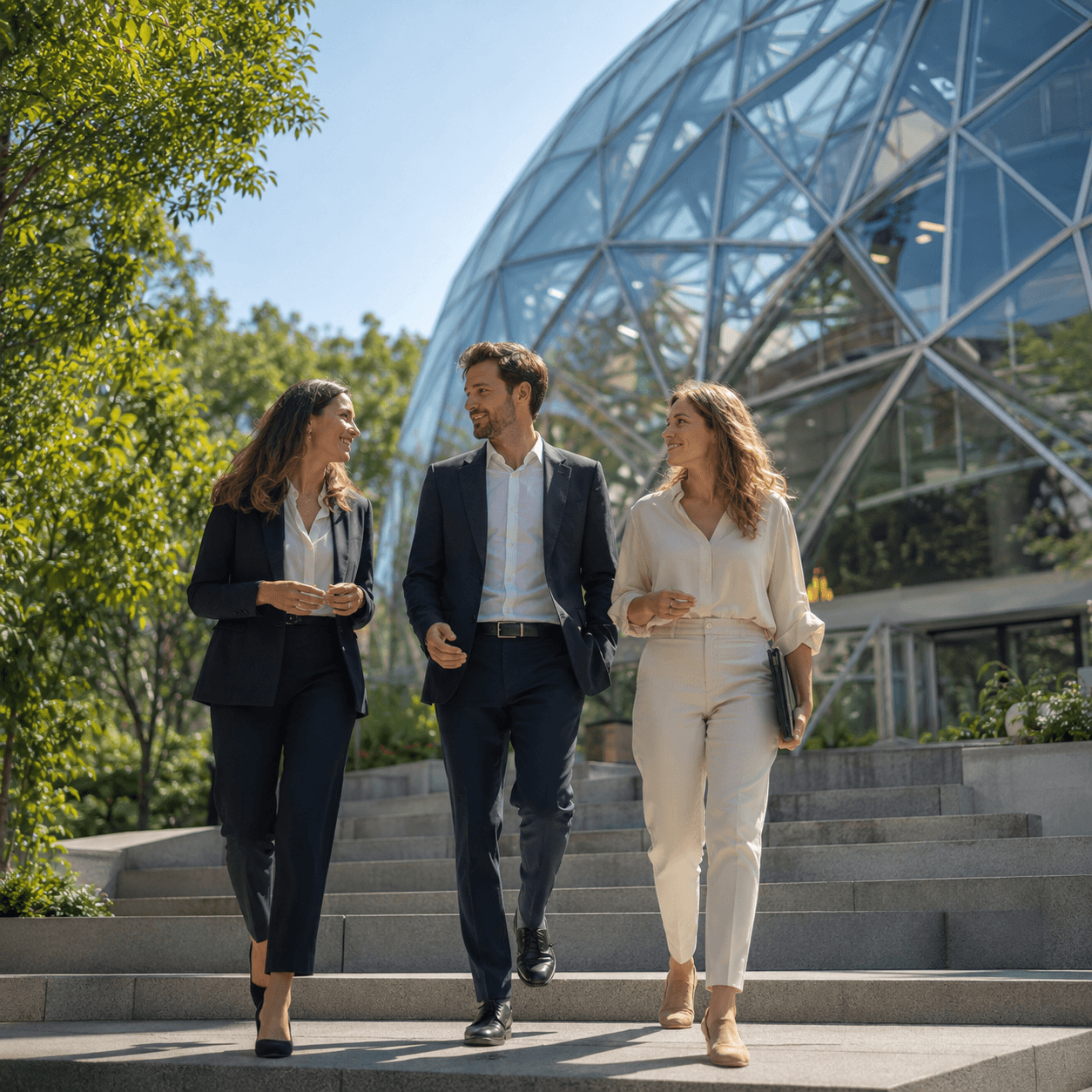 Professionals at a modern innovation campus